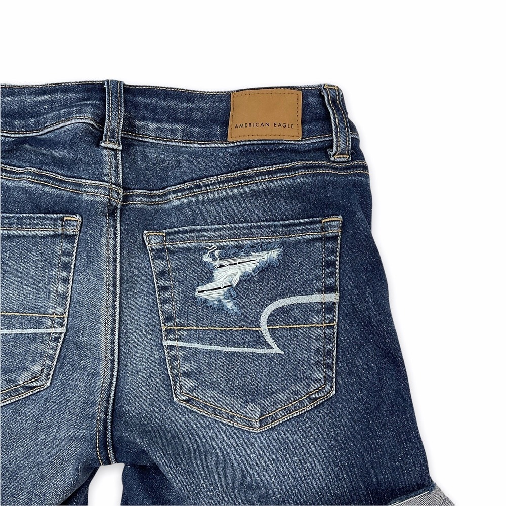 American Eagle Shorts Womens 0 (W25) Blue Distressed Cut Off Midi‎ Denim Ripped - Picture 6 of 8